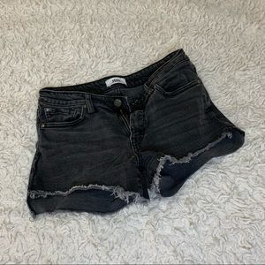 JBD Dark Wash Denim Shorts Mid-rise Distressed leg